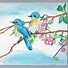 Image result for Drawing of a Bird On a Branch with a Colourful Background