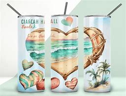 Image result for Heart Shaped Beach Scene Water Slide Decals for Tumblers