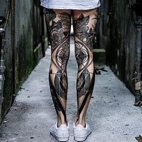 Image result for Black and Grey Leg Sleeve Tattoo