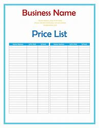 Image result for Free Price List Template Word