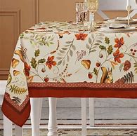 Image result for Fall Table Cloths Orange and Blue