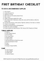 Image result for Birthday Checklist 7 Year Old