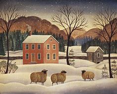 Image result for Folk Art Paintings Winter Scene