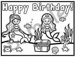 Image result for Mermaid Birthday Coloring Page