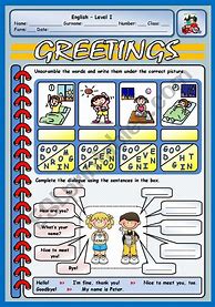 Image result for Greetings ESL Practice Worksheet