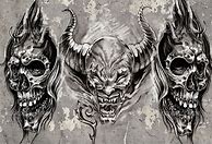 Image result for Skull Demon Tattoo Drawings