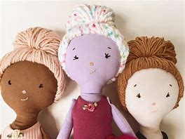 Image result for Sewing Yarn Hair On a Rag Doll