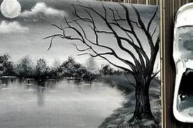 Image result for Black and White Painting Landscape Acrylic