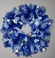 Image result for White Christmas Tree Blue Ornaments