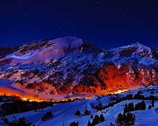 Image result for Snowy Mountain Night Wallpaper