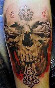 Image result for Cross with Skull Tattoo