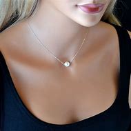 Image result for Silver Necklace Pearl White Gold