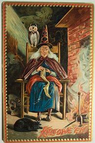 Image result for vintage halloween witch paintings