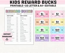 Image result for Reward Bucks for Kids Printable