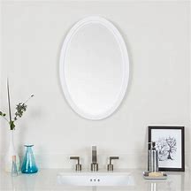 Image result for White Framed Oval Bathroom Mirror