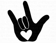 Image result for Sign Language I Love You Symbol Black and White