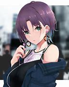 Image result for Anime Girl with Purple Hair and Green Eyes