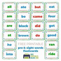 Image result for Kindergarten Sight Words Flash Cards