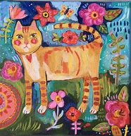 Image result for Abstract Acrylic Cat Painting