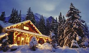 Image result for Log Cabin Christmas Winter Snow Scenes