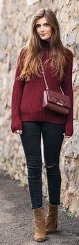 Image result for Burgundy Turtleneck Khaki Pants