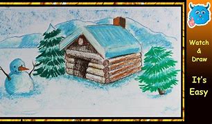 Image result for Winter House Drawing