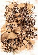 Image result for Black and White Skull Art