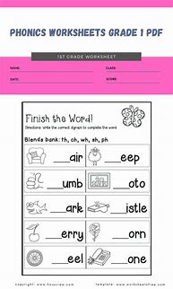 Image result for Printable Phonics Worksheets for Grade 1