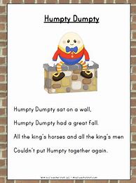 Image result for Humpty Dumpty Nursery Rhyme Printable