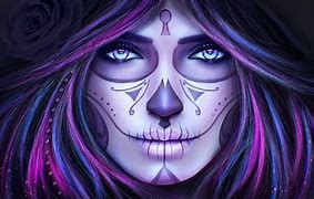 Image result for Day of the Dead Makeup Red and Black