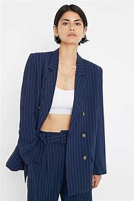 Image result for Pinstripe Blazer Beige Women