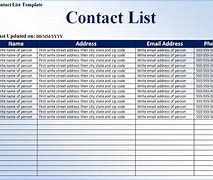 Image result for Customer Contact List Template Excel