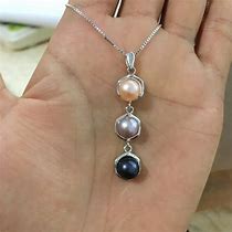 Image result for Silver Necklace Pearl White Gold