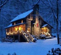 Image result for Christmas Scene Mountain Cabin