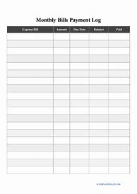 Image result for Free Printable Monthly Bill Record