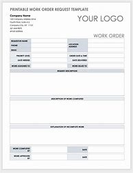 Image result for Work Order Form Template Word