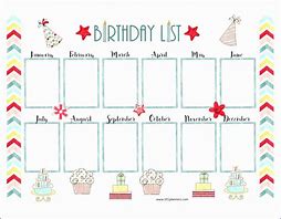 Image result for Birthday Calendar Word