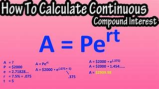 Image result for Continuous Compounding Interest Formula