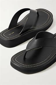 Image result for Black Leather Wedge Flip Flops