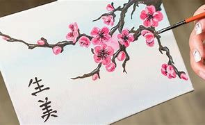 Image result for Japanese Cherry Blossom Acrylic Painting