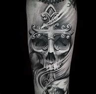 Image result for Cross with Skull Tattoo