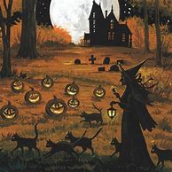 Image result for vintage halloween witch paintings