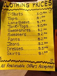 Image result for Garage Sale Pricing