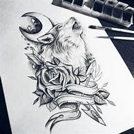 Image result for wolf tattoo sketches