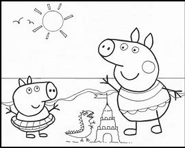 Image result for Coloring Page Palm Tree On Beach with Peppa Pig