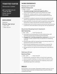 Image result for Marshalls Cashier Resume Sample