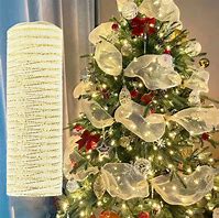 Image result for White Christmas Tree with Ribbon