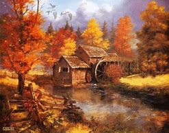 Image result for Fall Paintings On Tree Slices