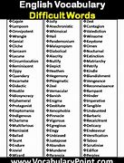 Image result for Difficult English Vocabulary List