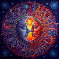 Image result for Psychedelic Hippie Art Sun and Moon